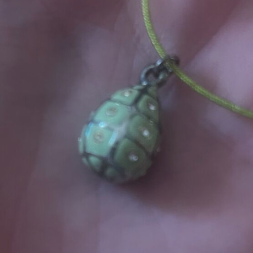 Necklace like new green with strass and egg-shaped Faberze pendant