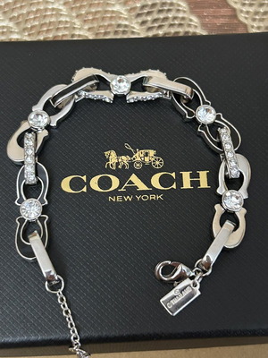 Coach bracelet with stones, new model, silver