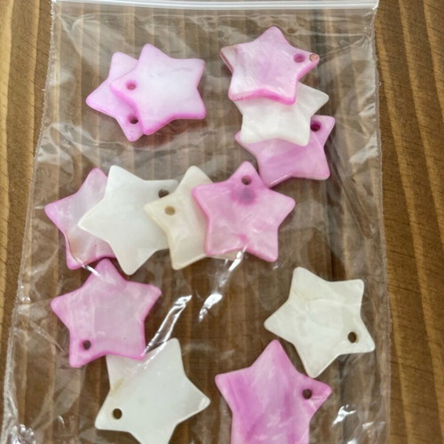 Mother of pearl beads pack like new, stars and fish shapes