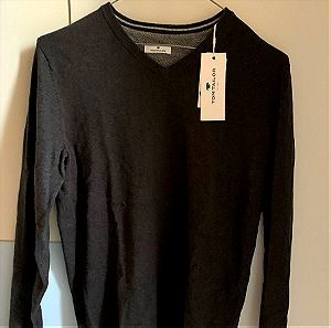 Ανδρικό πουλόβερ TOM TAILOR μέγεθος small, χρώματος γκρι σκούρο μαυρο