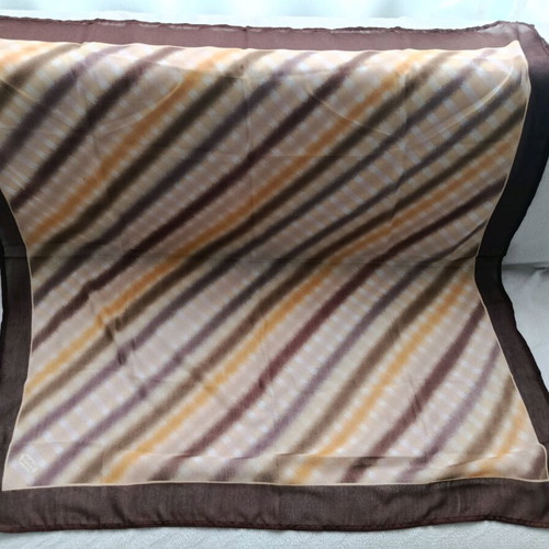 Headscarf used, beige and brown, size 90x90 cm