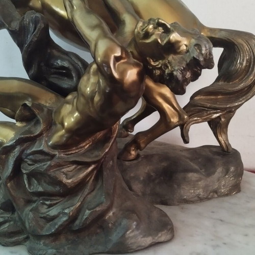 Marly Horse bronze sculpture used with marble base