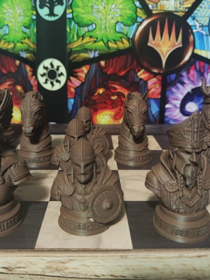 Chess Pawns Vikings new, set of 16 dark brown pieces