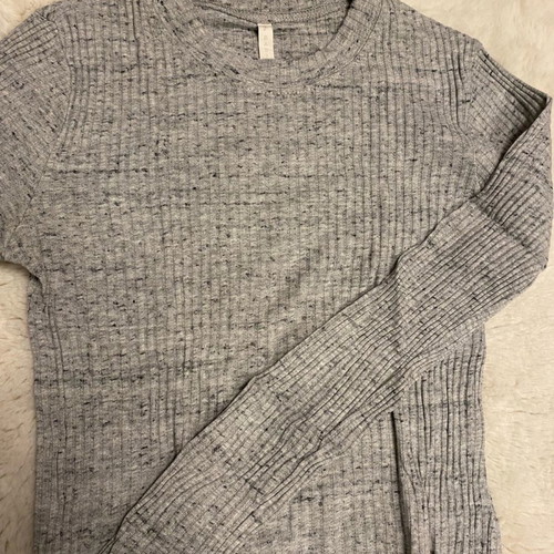 Stradivarius fitted ribbed blouse used, gray, size S