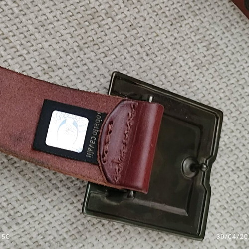 Just Cavalli leather brown belt like new with antique gold buckle and crystals
