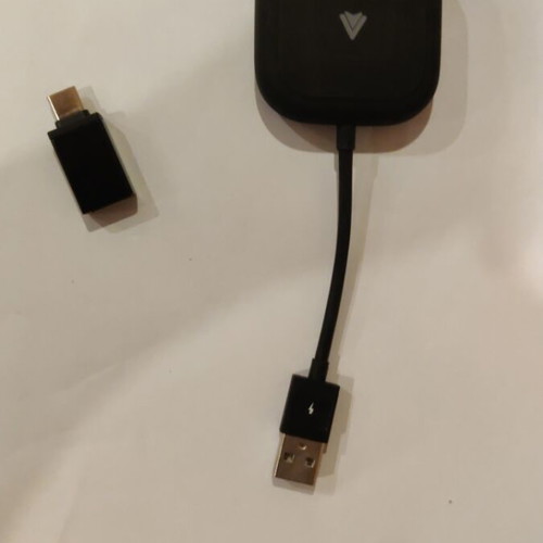 Wireless CarPlay Android Auto adapter used with USB-C converter