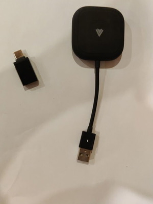 Wireless CarPlay Android Auto adapter used with USB-C converter