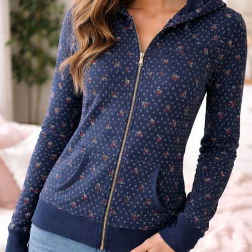 Pull & Bear Hoodie zip-up jumper woman's large blue like new