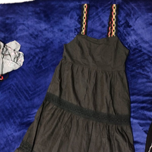 Desigual long dress new, black, gypsy style, cotton with lace