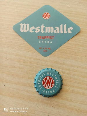 Καπάκι και ετικέτα ζυθοποιίας Westmalle Ελβετίας καινούργια