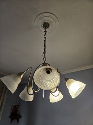 Classic 5-Light Ceiling Lamp, Nickel & Glass