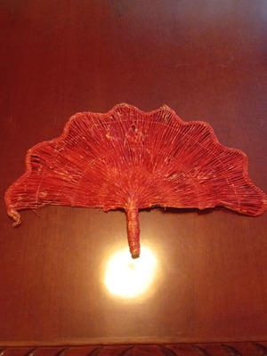 Authentic antique colonial handwoven fan from Algeria, vintage used