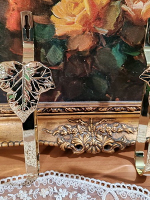 Vintage Art Deco Metal Curtain Tie Backs with Leaf Design New