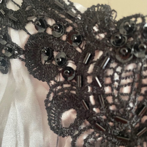 Satin lingerie top Medium with embroidered lace and stones