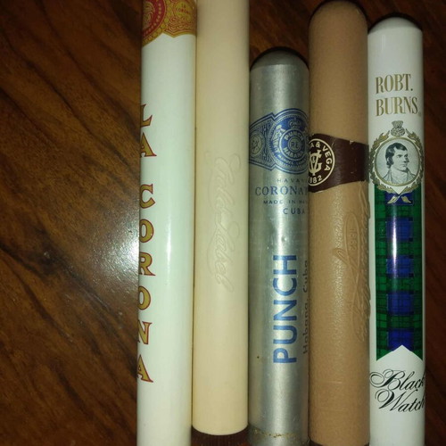 Vintage collection of used cigar cases set of 5 pieces