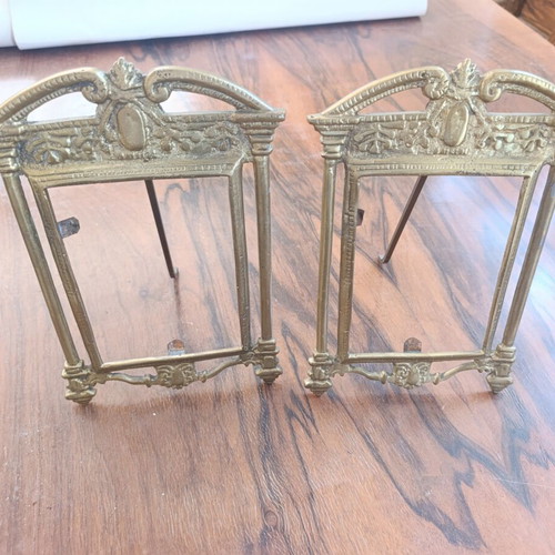 Pair of Antique Brass Table Frames Art Nouveau & Neoclassical Style 1890-1930
