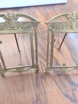 Pair of Antique Brass Table Frames Art Nouveau & Neoclassical Style 1890-1930
