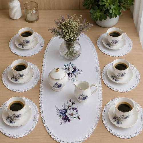 Handmade table napkin set new, 6 pcs cotton with large centerpiece