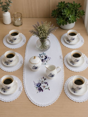 Handmade table napkin set new, 6 pcs cotton with large centerpiece