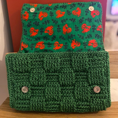 Handmade knitted bag new, green handbag