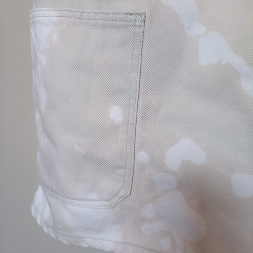 Bershka cotton denim pinafore mini dress, tie dye, mint and white