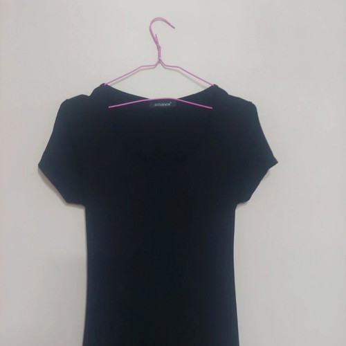 Black Midi/Maxi Dress like new with impressive open back