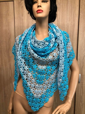 Πλεκτό σαλί IRISKA καινούργιο, χειροποίητο, μπλε