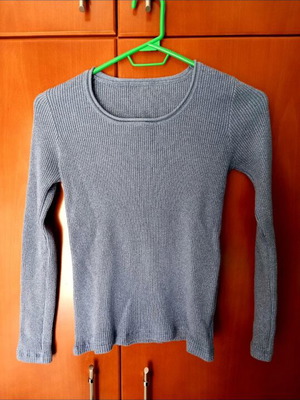 Blue elastic blouse used with silver thread
