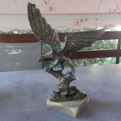 Vintage Metal Eagle Statue on Onyx Base like new