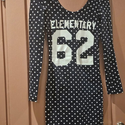 Black polka dot tight dress Pink Woman like new, size M