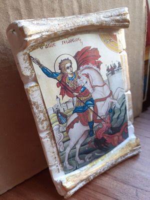 Εικόνα Αγίου Γεωργίου του Τροπαιοφόρου γύψινη καινούργια 7x10εκ