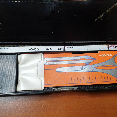 Japanese pencil case used with train theme 1950-1960
