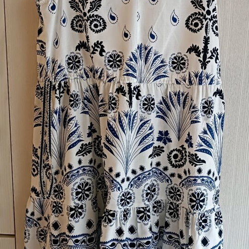 H&M Linen Summer Dress Like New, White and Blue