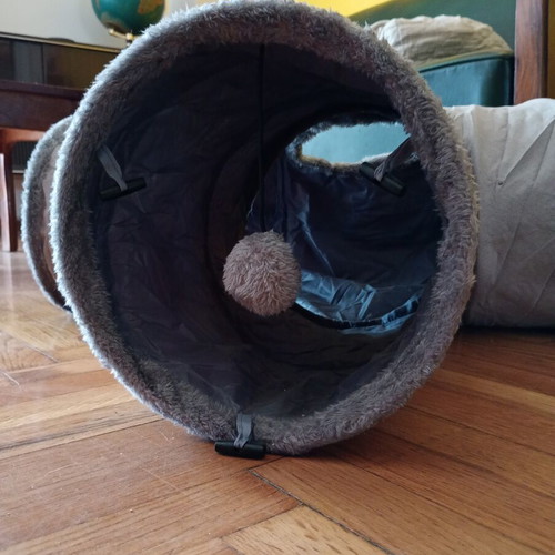 Cat items like new tunnel, scratching mat, and steam comb