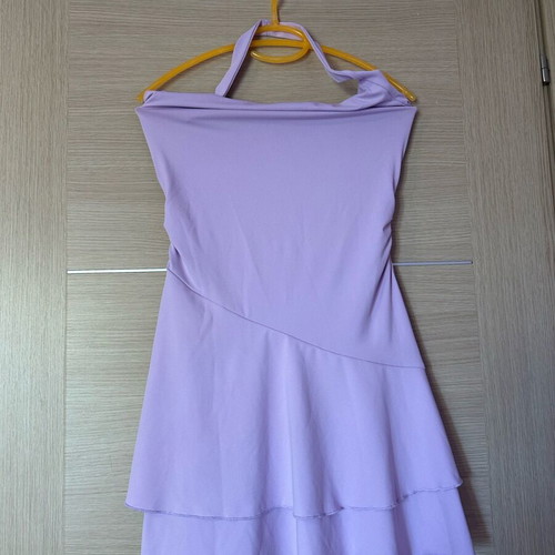Shein lilac short dress with halter tie and tiered skirt like new