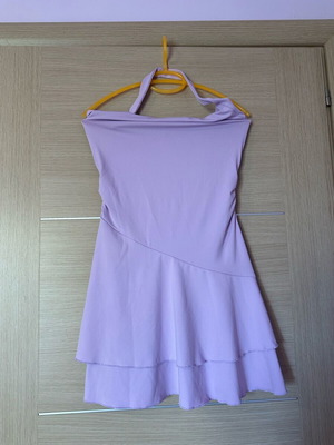 Shein lilac short dress with halter tie and tiered skirt like new