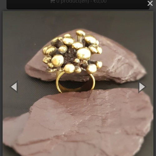 Bronze ring, adjustable size, gold tone
