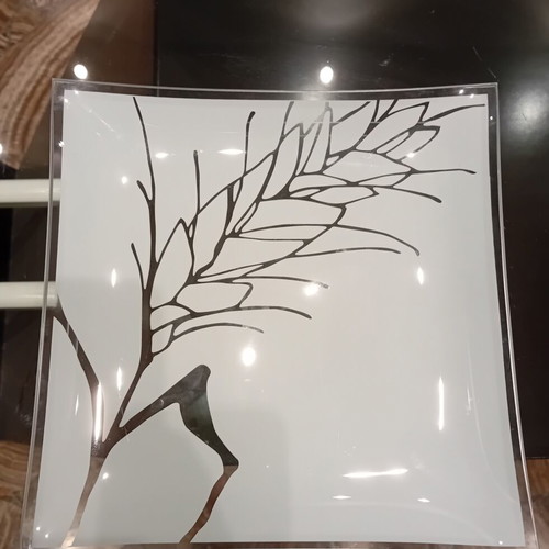 Decorative square glass platter like new, Riverside Design Group