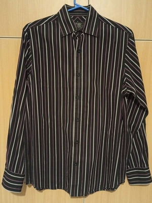 F&F Shirt with Black, White, Burgundy Stripes Small Like New