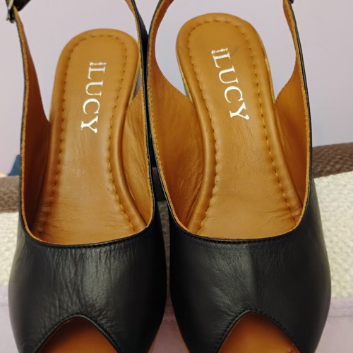 Women's platform sandals new, genuine leather, black