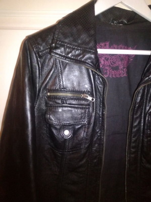 Leather women's jacket La Redoute Collections black like new, size L