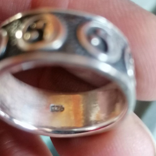 925 Silver wedding ring with embossed Yin Yang no 53 or 55 or 58