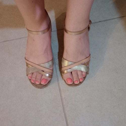 Exe platform sandals used, beige and brown, size 40