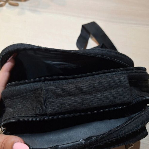 Black crossbody bag with strap
