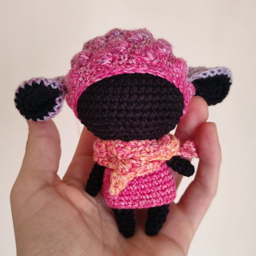 Amigurumi doll new, black girl with pink dress
