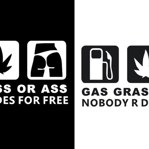 Gas Grass or Ass Car Sticker new, 9x19 cm