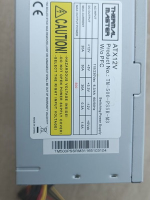 Thermal Master 500W power supply used, ATX12V