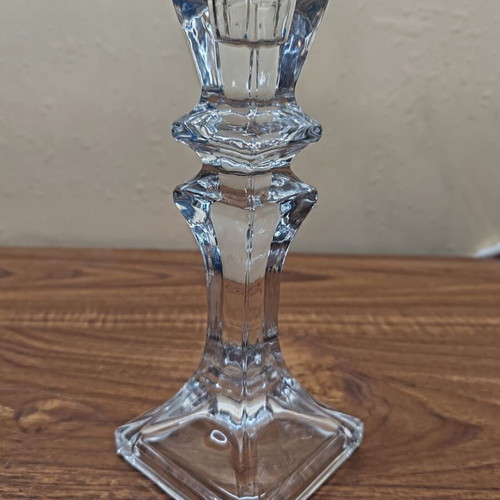 Set of 2 Bohemian vintage crystal candlesticks like new with small ashtray