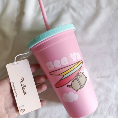 Pusheen cup with straw new