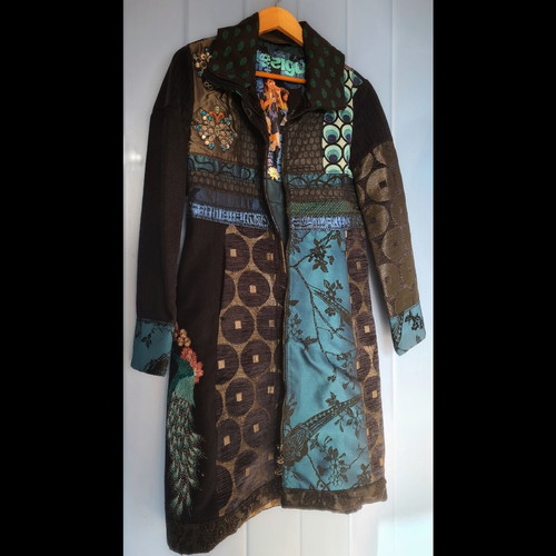 Desigual coat blue / black patchwork like new